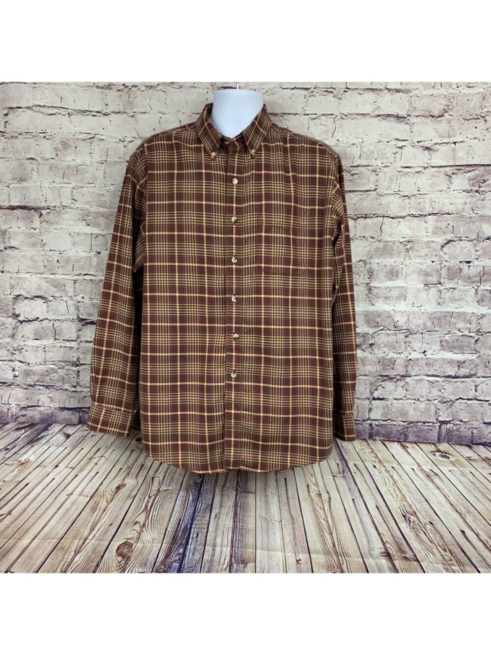 L.L. Bean Wine Plaid Button Long Sleeve Heavy Weight Shirt